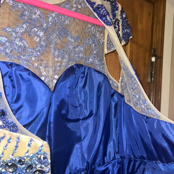 Sherri Hill Blue Cap Sleeve Cocktail Homecoming Dress - Picture 5 of 5